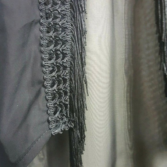 3/$28 NWT black sheer lingerie style kimono cardigan w fringe M - Picture 5 of 8